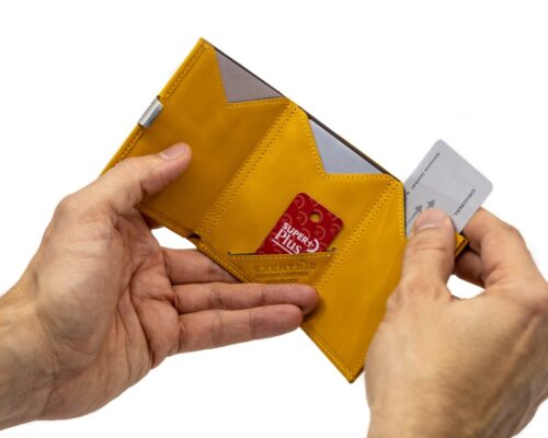 large yellow leather men wallet cardholder